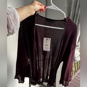 Zara Deep Burgundy Open-Front Cardigan